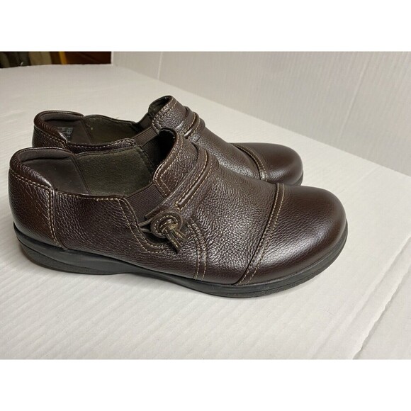 Clarks Collection Cheyn Madi‎ Loafers Women's Size 7.5M Brown Pebbled Leather - Picture 1 of 8